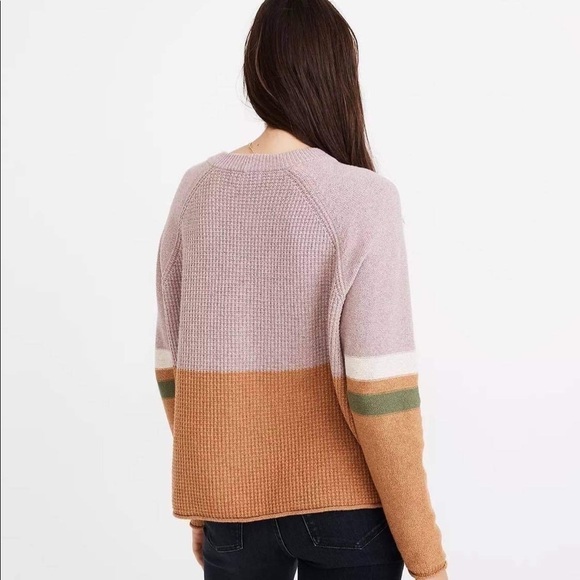 Madewell Striped Roll-Trim Waffle Pullover Sweater - Picture 2 of 7
